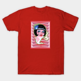 Psychedelic Art Deco Digital Portrait T-Shirt